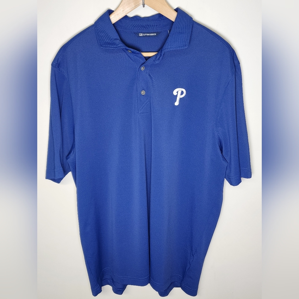 Men's Cutter & Buck Phillies Polo Shirt Large Sports Baseball